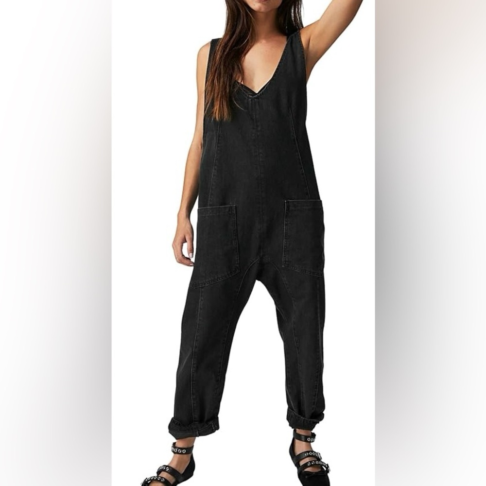 Free People High Roller Jumpsuit - Mineral Black